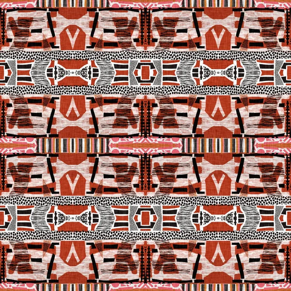 Brown Safari Animal Print Patchwork Stripe Seamless Pattern Natural Quilt — Stock Photo, Image