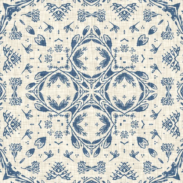 Patrón Tela Estampada Francesa Floral Azul Para Estilo Decoración Casera — Foto de Stock