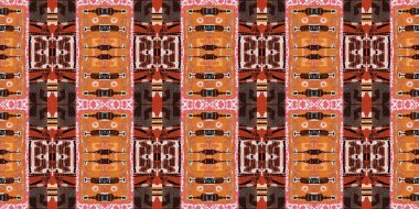 Kahverengi safari hayvan desenli yama şeritli, pürüzsüz sınır deseni. Kahverengi desenli kumaş şeritli doğal yorgan çakışması. Modern kabile soyut Afrika 'sı doğrusal kenar arkaplanından esinlenmiştir.