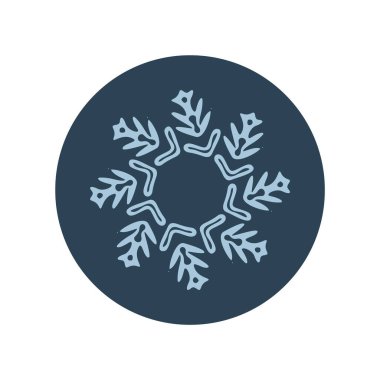 Noel kar tanesi dairesi çizim vektör motifi. Bayram, kostüm ve buz gibi ikon için maskülen kar grafiği. El çizimi Aralık karlı altı köşeli yıldız