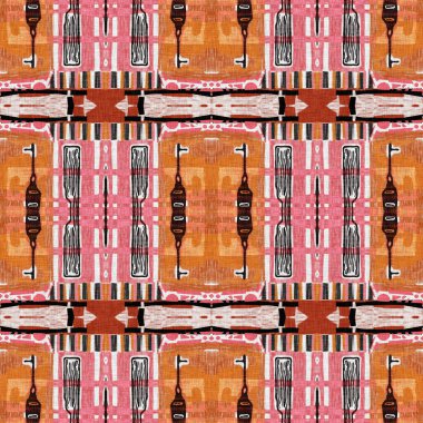 Kahverengi safari hayvan desenli yama çizgili, pürüzsüz desen. Kahverengi baskılı kumaş efektli doğal yorgan çarpışması. Modern etnik kabile soyutlaması. Afrika doğrusal yamalı arka plandan esinlendi