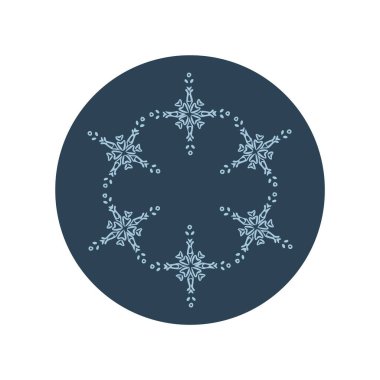 Noel kar tanesi dairesi çizim vektör motifi. Bayram, kostüm ve buz gibi ikon için maskülen kar grafiği. El çizimi Aralık karlı altı köşeli yıldız