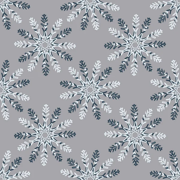 Flocon Neige Congelé Noël Motif Vectoriel Sans Couture Conception Graphique — Image vectorielle