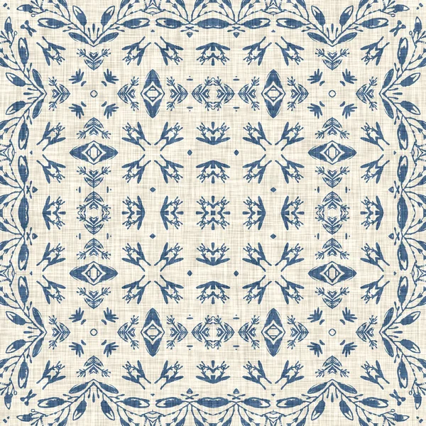 French Blue Floral French Printed Fabric Pattern Shabby Chic Home — Stock Photo, Image