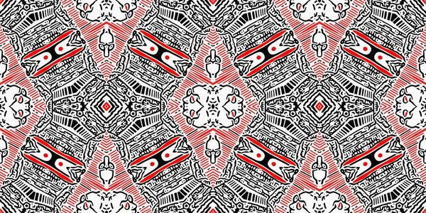 Red Black Seamless Arabesque Bandana Border Pattern Modern Masculine Fashion — Stock Photo, Image