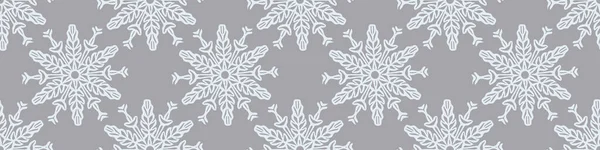 Рождественские Замороженные Снежинки Бесшовные Векторные Границы Мужской Зимний Снег Графический — стоковый вектор