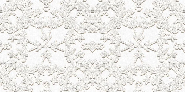 Белый Белом Льняном Кружевном Фоне Стильный Узор Свадебной Ленточки Бесшовный — стоковое фото