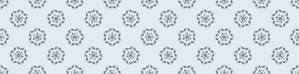Christmas Frozen Snowflake Seamless Vector Border Masculine Winter Snow Graphic — Stock Vector