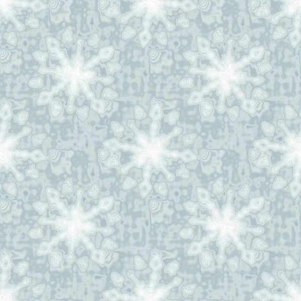 白色雪花图案背景上柔软的白色 简单极小的冰模糊效果无缝背景 节日寒假墙纸瓷砖 — 图库照片