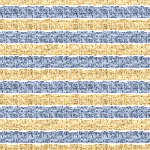 Seamless French Country Kitchen Stripe Fabric Pattern Print Blue Yellow — Stock Photo, Image