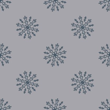 Noel dondurulmuş kar tanesi kusursuz vektör deseni. Ambalaj kağıdı, Xmas, buzlu duvar kağıdı için erkeksi kar grafiği tasarımı