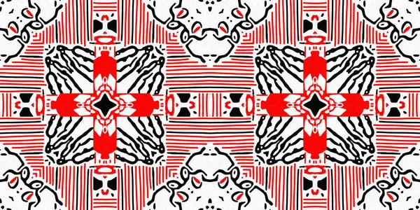 Rouge Noir Sans Couture Arabesque Motif Bordure Bandana Écharpe Géométrique — Photo