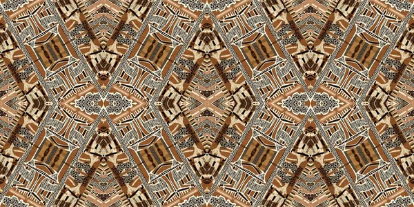 Brown Safari Animal Print Patchwork Seamless Border Pattern Natural Quilt — Stock Photo, Image