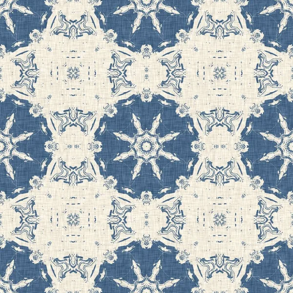 French Blue Quilt Printed Fabric Pattern Shabby Chic Home Decor — Stock Photo, Image