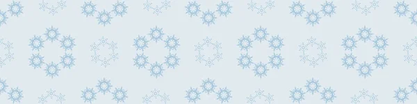 クリスマス凍結雪片シームレスベクトル境界 包装紙 クリスマス 霜のバナーのための機械的な冬の雪のグラフィックデザイン 12月星を描く休日の手 — ストックベクタ