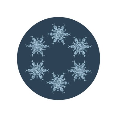 Noel kar tanesi dairesi çizim vektör motifi. Bayram, kostüm ve buz gibi ikon için maskülen kar grafiği. El çizimi Aralık karlı altı köşeli yıldız