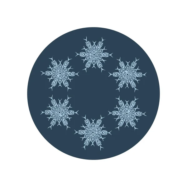 Kerst Sneeuwvlok Cirkel Illustratie Vector Motief Mannelijke Winter Sneeuw Grafisch — Stockvector