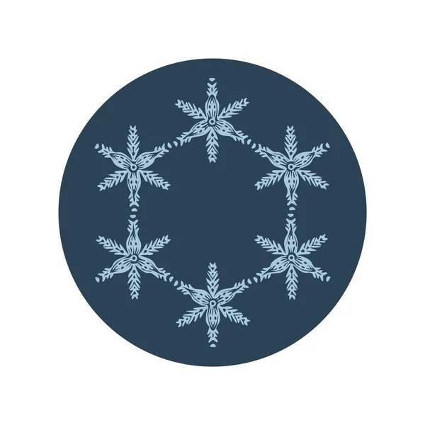 Kerst Sneeuwvlok Cirkel Illustratie Vector Motief Mannelijke Winter Sneeuw Grafisch — Stockvector