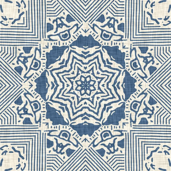 Fantasia Geometrica Effetto Lino Blu Francese Classic Tono Europeo Neutro — Foto Stock