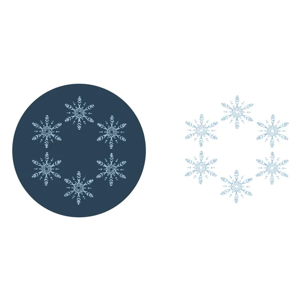 Kerst Sneeuwvlok Cirkel Illustratie Vector Motief Mannelijke Winter Sneeuw Grafisch — Stockvector