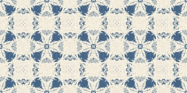 French blue quilt printed fabric border pattern for shabby chic home decor trim. Rustic farm house country cottage flower linen endless tape. Patchwork quilt effect ribbon edge