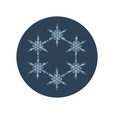 Noel kar tanesi dairesi çizim vektör motifi. Bayram, kostüm ve buz gibi ikon için maskülen kar grafiği. El çizimi Aralık karlı altı köşeli yıldız