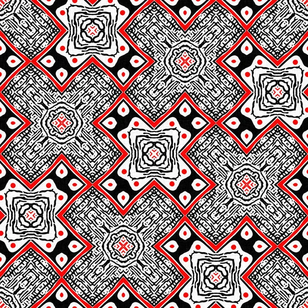 Red Black Seamless Arabesque Mosaic Bandana Pattern Modern Masculine Neckerchief — Stock Photo, Image