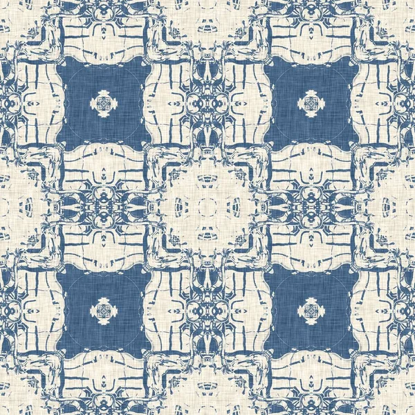 French Blue Quilt Printed Fabric Pattern Shabby Chic Home Decor — Stock Photo, Image