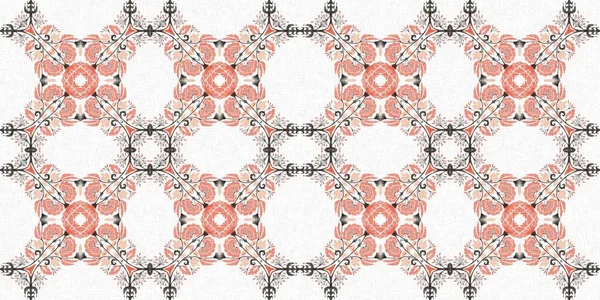 Moderne Boho Geometrische Bloemen Quilt Stijl Naadloze Rand Patroon Shabby — Stockfoto