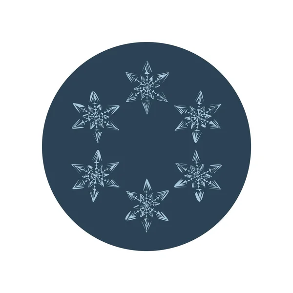 Kerst Sneeuwvlok Cirkel Illustratie Vector Motief Mannelijke Winter Sneeuw Grafisch — Stockvector