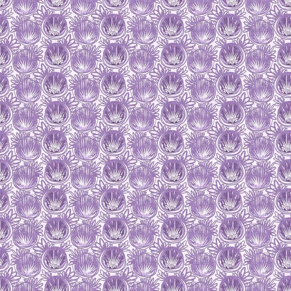 Gender Neutral Purple Flower Seamless Raster Background Simple Whimsical Tone — Fotografia de Stock