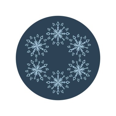Noel kar tanesi dairesi çizim vektör motifi. Bayram, kostüm ve buz gibi ikon için maskülen kar grafiği. El çizimi Aralık karlı altı köşeli yıldız