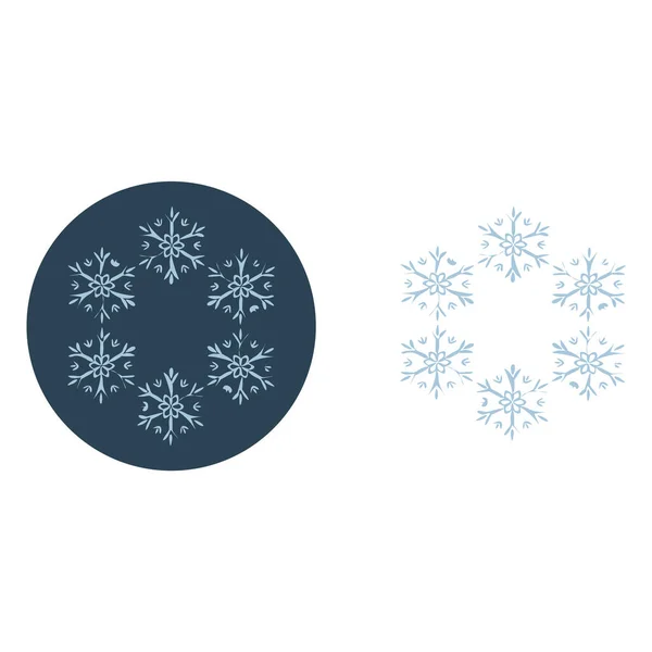 Jul Snöflinga Cirkel Illustration Vektor Motiv Maskulin Vinter Snö Grafik — Stock vektor