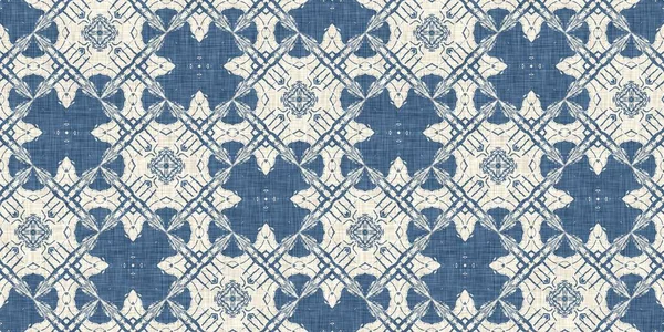 French blue quilt printed fabric border pattern for shabby chic home decor trim. Rustic farm house country cottage flower linen endless tape. Patchwork quilt effect ribbon edge