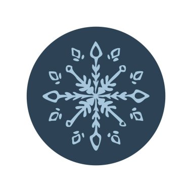 Noel kar tanesi dairesi çizim vektör motifi. Bayram, kostüm ve buz gibi ikon için maskülen kar grafiği. El çizimi Aralık karlı altı köşeli yıldız