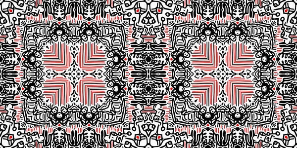 Red Black Seamless Arabesque Bandana Border Pattern Modern Masculine Fashion — Stock Photo, Image