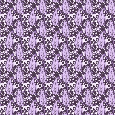 Cinsiyet olarak nötr mor botanik yaprak, dikişsiz raster arka plan. Basit, kaprisli, 2 tonlu bir model. Çocuk bezi duvar kâğıdı ya da her yerde skandal var.