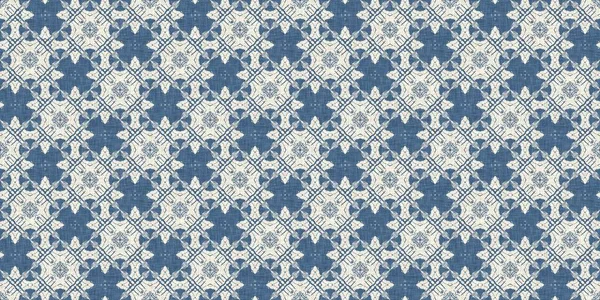 French blue quilt printed fabric border pattern for shabby chic home decor trim. Rustic farm house country cottage flower linen endless tape. Patchwork quilt effect ribbon edge