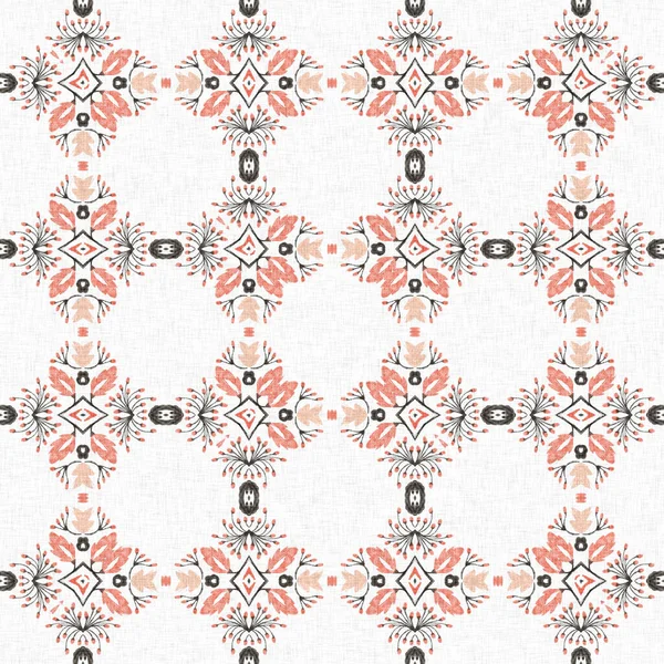Modern Boho Geometrik Çiçekli Yorgan Deseni Shabby Chic Scandi Keten — Stok fotoğraf