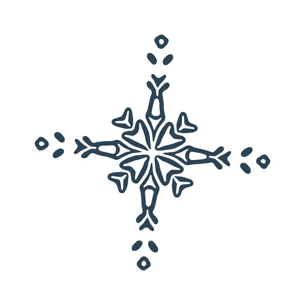 クリスマス雪のイラストベクトルモチーフ クリスマス 霜のアイコンのためのマスキュリン冬の雪のグラフィック 手描き12月雪6点星 — ストックベクタ