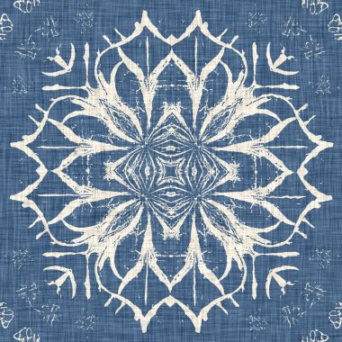 Çiftlik evi mavi kar tanesi desenli arka plan. Frosty batik fransız efekti kusursuz arkaplan. Şenlikli soğuk tatil sezonu duvar kâğıdı döşemesi