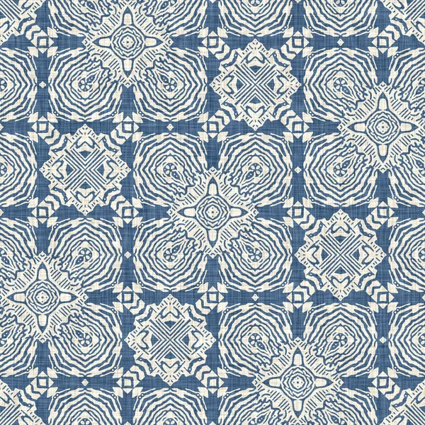 French blue linen effect geometric pattern. Classic 2 tone European neutral grey woven textile background for shabby chic home decor . Country farmhouse kitchen towel style