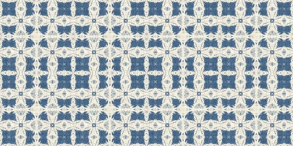 French blue quilt printed fabric border pattern for shabby chic home decor trim. Rustic farm house country cottage flower linen endless tape. Patchwork quilt effect ribbon edge