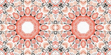 Modern boho geometrik çiçekli yorgan stili, dikişsiz sınır deseni. Shabby chic scandi keten pankart efektli kenar arka planını tekrarla