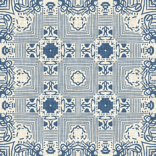 French Blue Linen Effect Geometric Pattern Classic Tone European Neutral — Stock Photo, Image