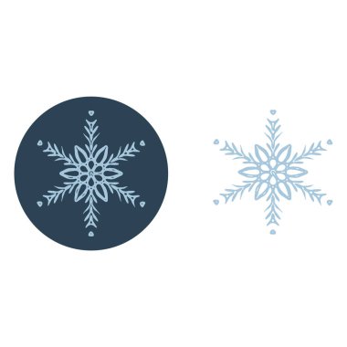 Noel kar tanesi dairesi çizim vektör motifi. Bayram, kostüm ve buz gibi ikon için maskülen kar grafiği. El çizimi Aralık karlı altı köşeli yıldız