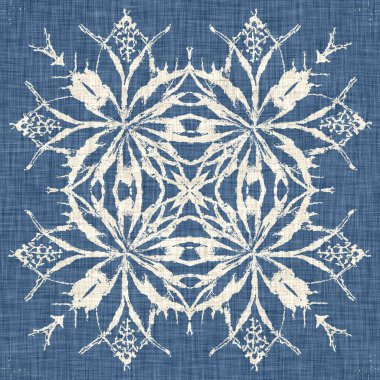 Çiftlik evi mavi kar tanesi desenli arka plan. Frosty batik fransız efekti kusursuz arkaplan. Şenlikli soğuk tatil sezonu duvar kâğıdı döşemesi