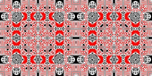 Red black seamless arabesque bandana border pattern. Modern masculine fashion neckerchief geometric scarf edging trim. Abstract endless graphic tape banner