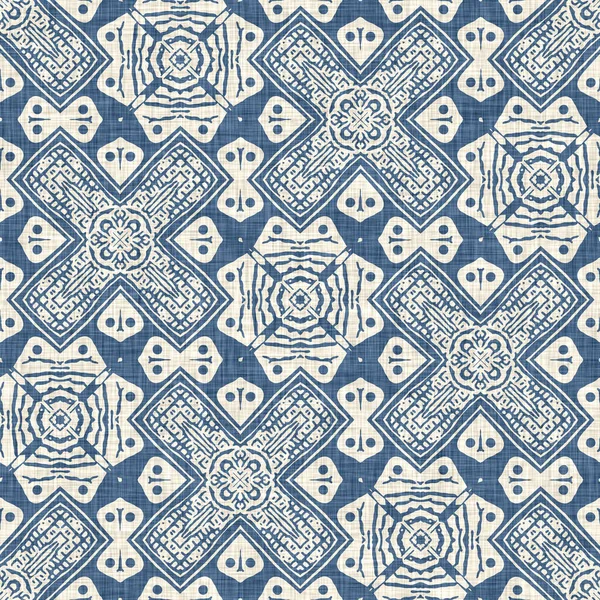 Francés Azul Lino Efecto Patrón Geométrico Fondo Textil Tejido Gris — Foto de Stock