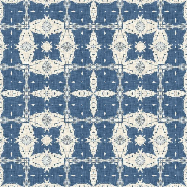 French Blue Quilt Printed Fabric Pattern Shabby Chic Home Decor — Stock Photo, Image